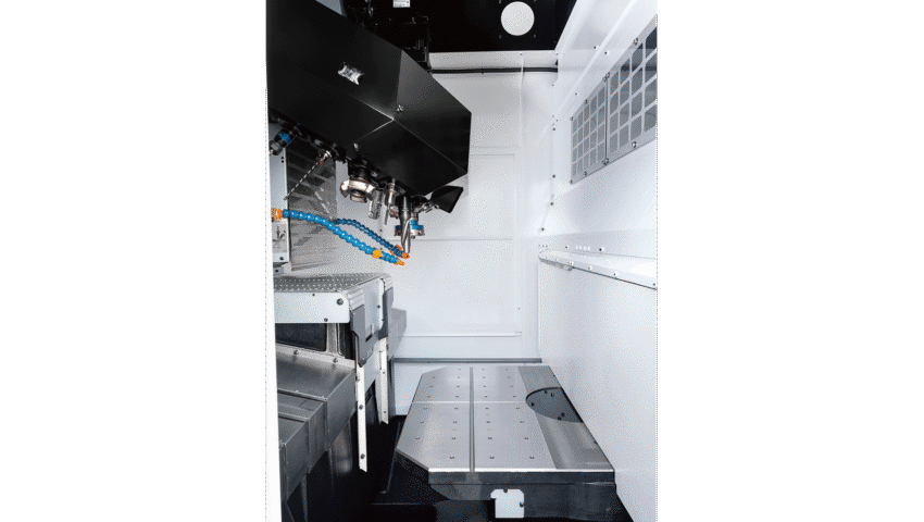 Newemag R450xd1 vertikales 3 achsen bearbeitungszentrum drehpalettentisch brother speedio innen 16 9